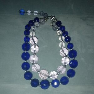 Blue and White Beaded Necklace
